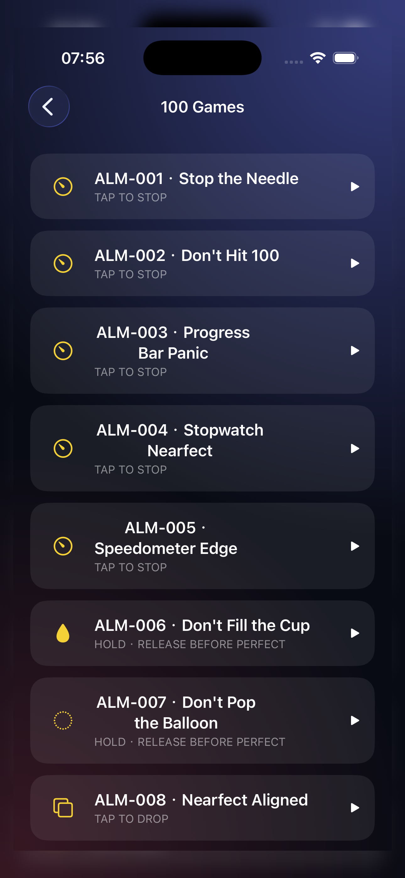 Nearfect challenge catalog screenshot
